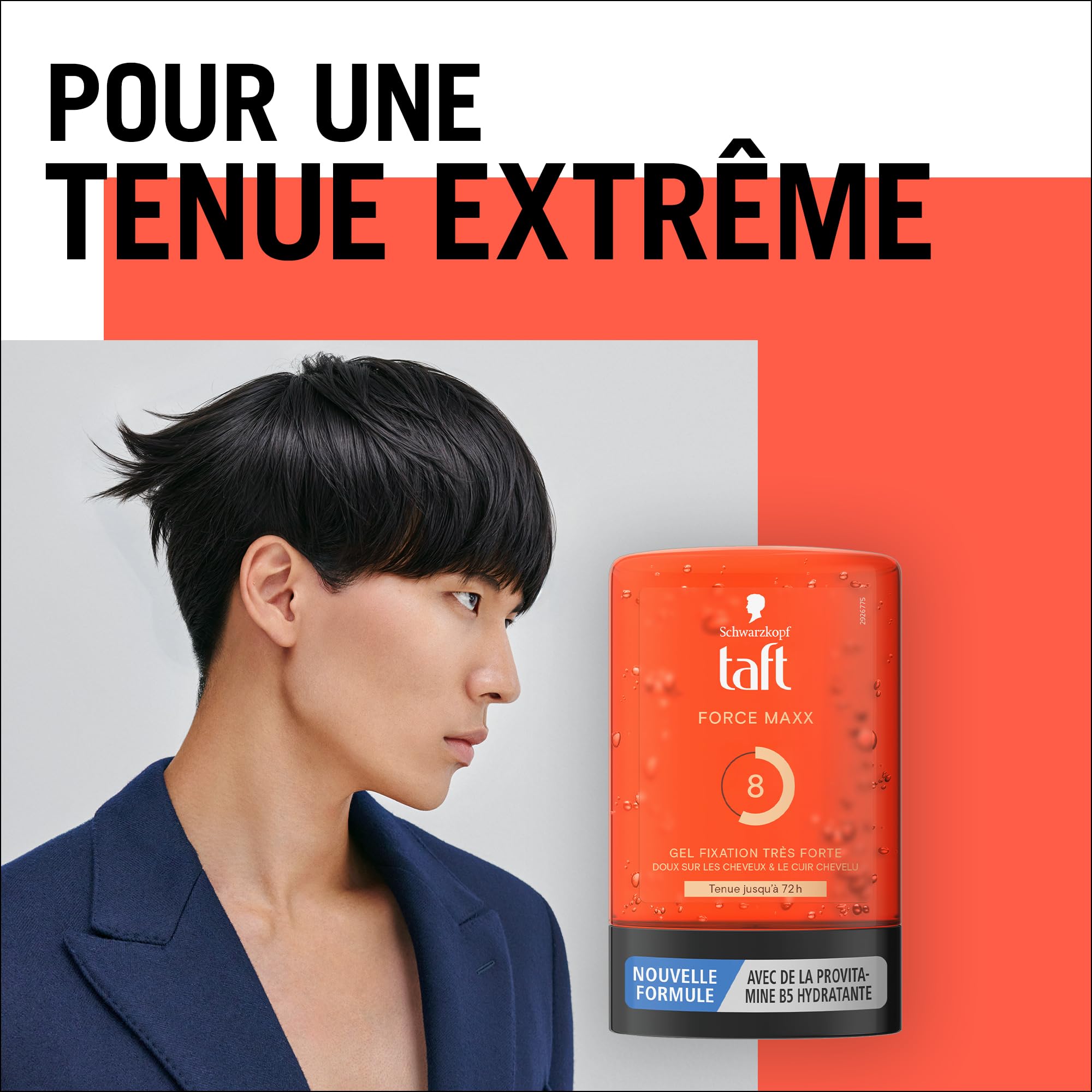 Schwarzkopf Taft Frisiergel Force Maxx Halt, 72 Stunden Halt, sehr starker Halt, sanft auf den Haaren, langer Halt, ohne klebrige Wirkung, Formel Provitamin B5, 300 ml (Packung mit 5)
