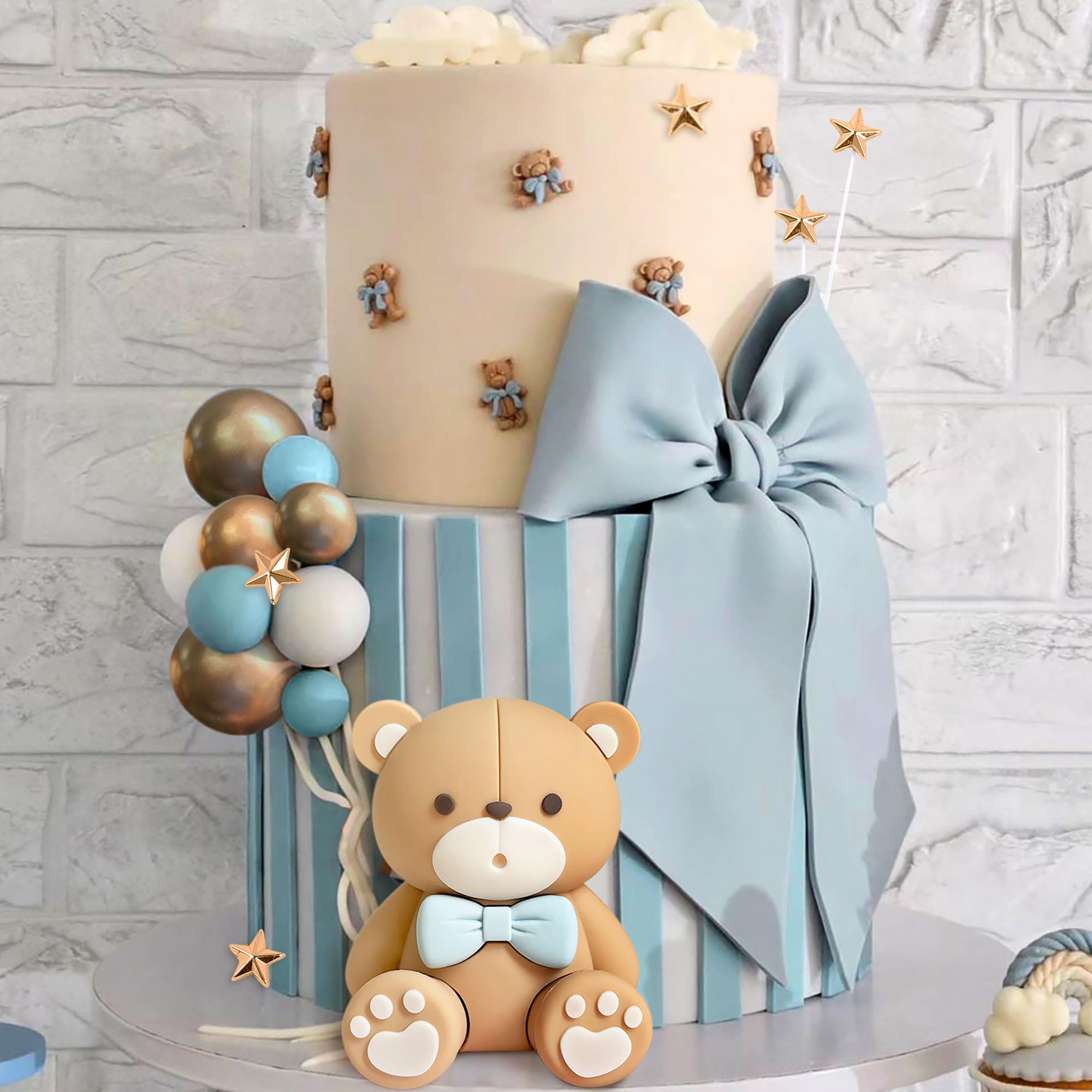 Laventy teddybeer taartdecoratie doop jongen cakedecoratie meisje 1 jaar bruin taartdecoratie teddybeer cakedecoratie voor bruiloft babyshower