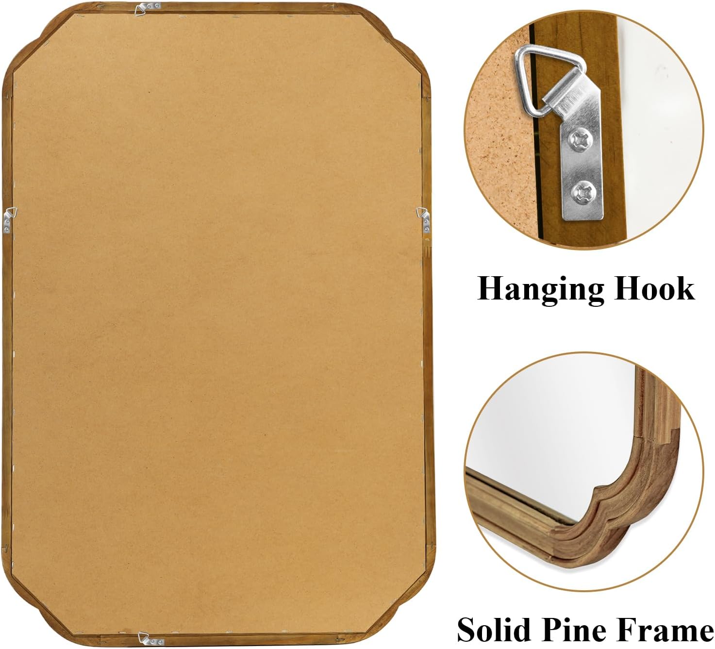 24" x 36" Wood Bathroom Mirror with Wood Frame for Entryway, Living Room or Bedroom Home Decor - Light Woodgrain [24" x 36" Natural Color]