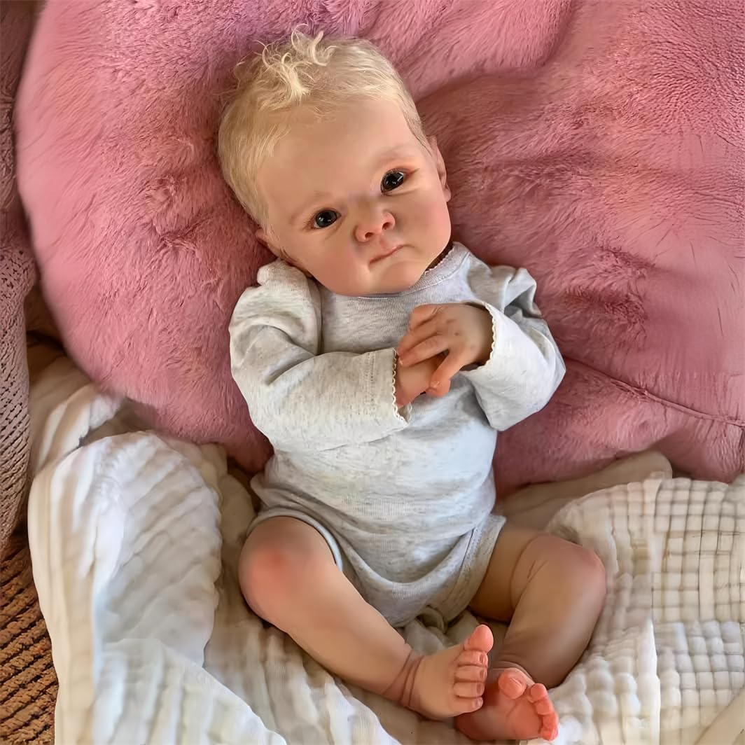 MAIHAO Realistyczne lalki Reborn, 48 cm, niemowlę, dziewczynka, blond, niebieskie oczy, miękkie ciało, realistyczne noworodek, prawdziwe niemowlę, lalka Reborn, luksusowy prezent dla dzieci od 3 lat