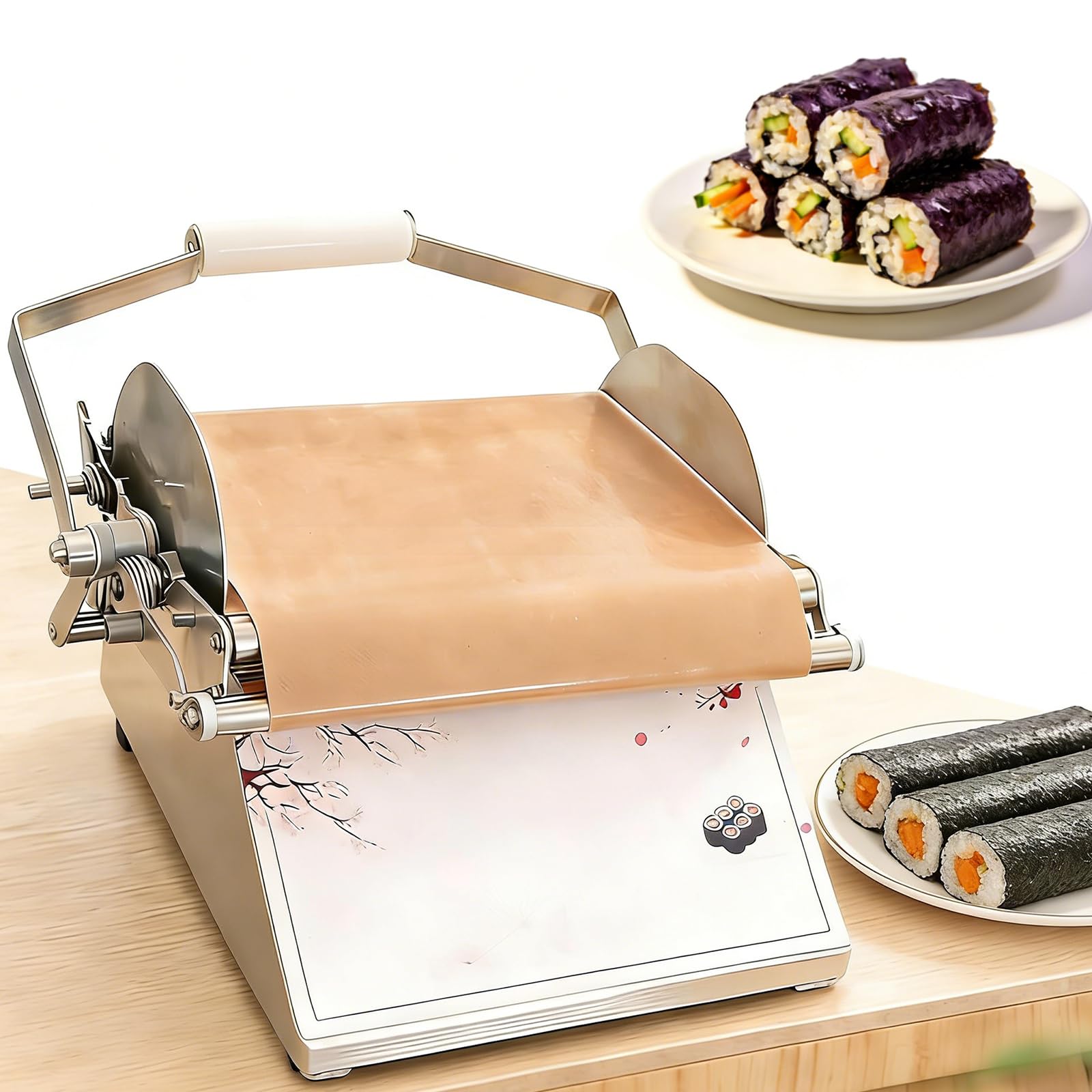 Máquina de enrollar sushi, rodillo manual de sushi de acero inoxidable, antiadherente y fácil de limpiar, máquina rápida de sushi para restaurantes y uso doméstico