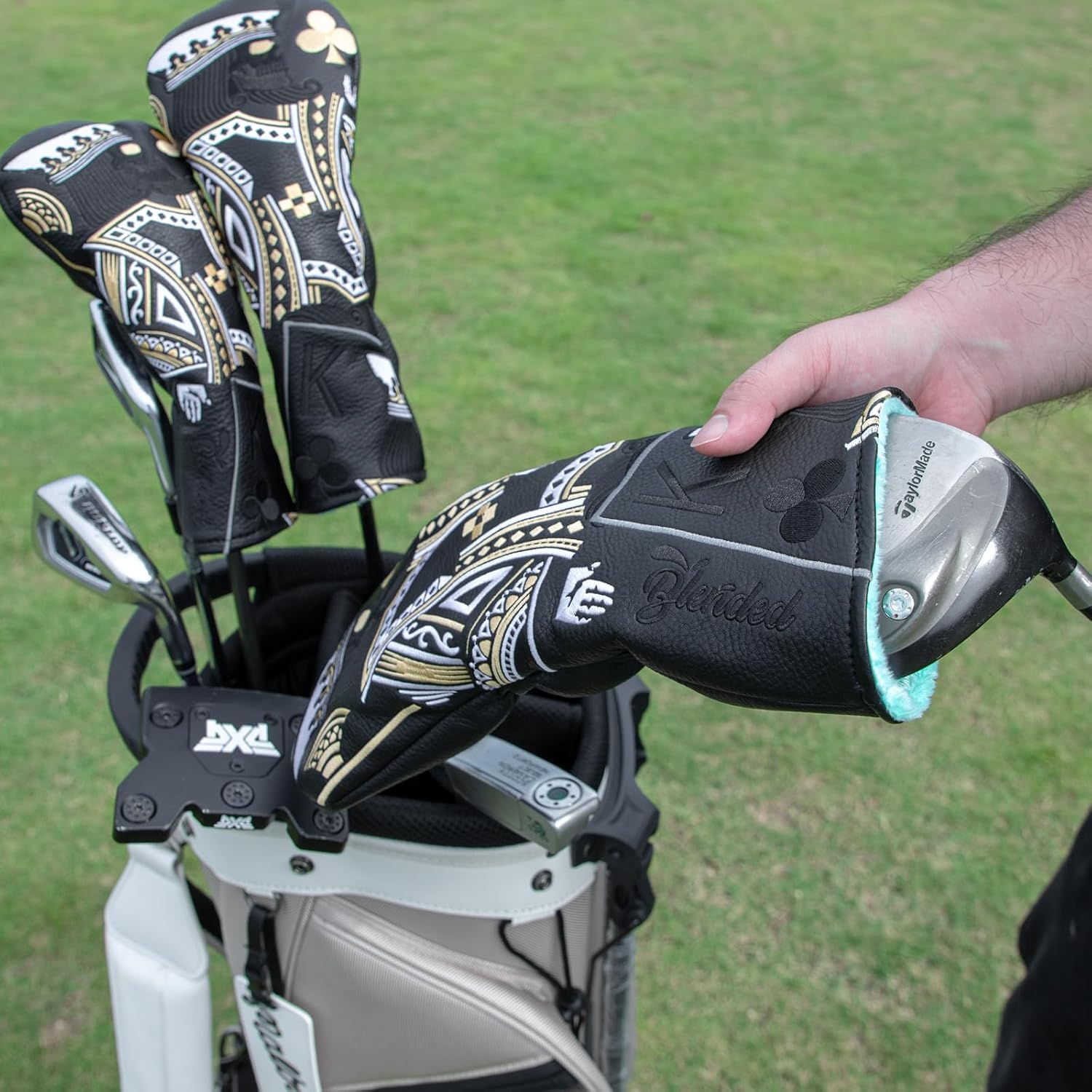 Golf Head Covers,Black Poker Diamond King 3 Wood Headcover Golf Driver Cover Fariway Wood Headcover Hybrid Head Covers Golf Club Covers for Most Brand