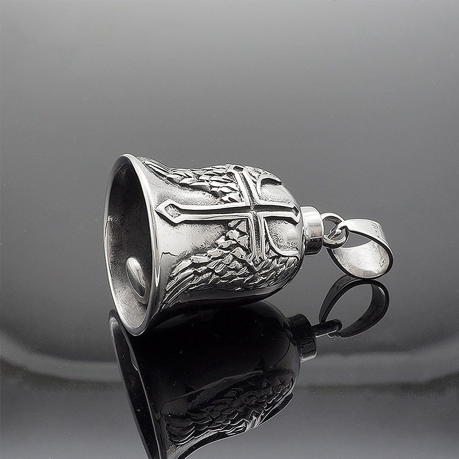 Biker Guardian Bell - brelok ze stali nierdzewnej Lucky Charm - dzwonek ochronny dla motocyklistów i rowerzystów - czerwony olej, motyw anioła