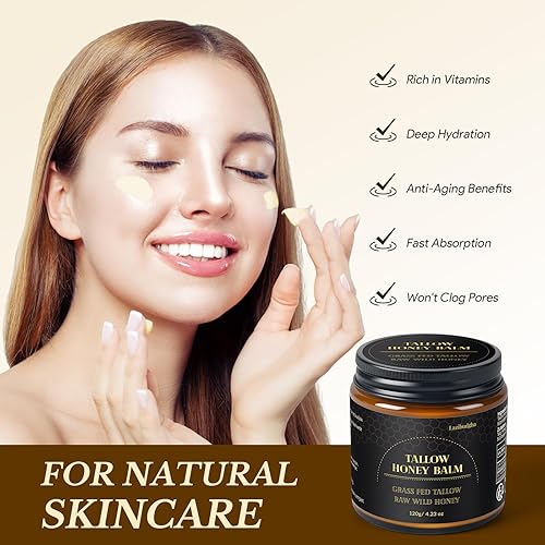 Miniatura 3 de Sargo de ternera para la piel, sebo y bálsamo de miel para la cara, Sarga alimentada con pasto para el cuerpo, nutrición profunda, 4.2 oz  120 g