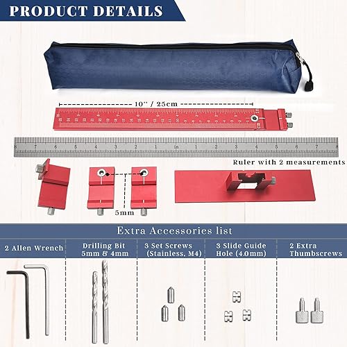Miniatura 6 de Plantilla de manija de gabinete, herramienta de plantilla de hardware de gabinete, todo de metal con guía de perforación de 5 mm y 4 mm, plantilla