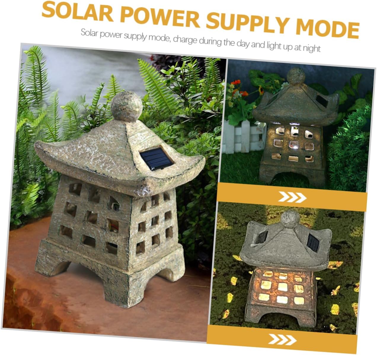 TEHAUX Solar Pagoda Garden Light Japanese Decor Landscape Lighting for Outdoor Spaces Solar Walkway Lights for Holiday Festivities