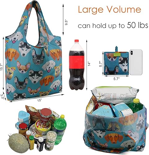 Vista 35 de BeeGreen Bolsa de viaje plegable reutilizable para regalo, bolsas de comestibles reutilizables, grandes regalos de vacaciones, bolsa de tela