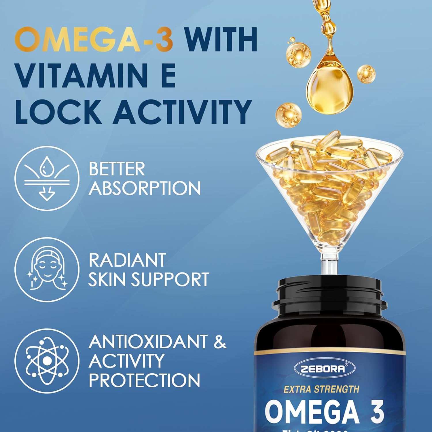 ZEBORA Omega-3 Fish Oil 2000mg - High Potency DHA & EPA Omega 3 with Alpha-GPC & PS for Brain, Cognition & Heart Support, Sustainably Sourced, 120 Softgels - Image 5