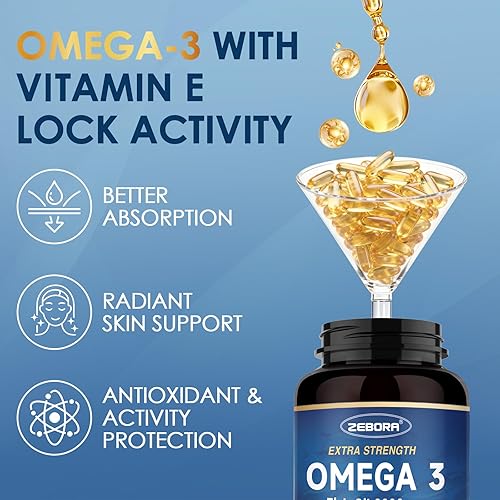 Miniatura 5 de ZEBORA Aceite de pescado Omega-3 de 2000 mg - DHA y EPA Omega 3 de alta potencia con alfa-GPC y PS para cerebro, cognición y soporte cardíaco, de