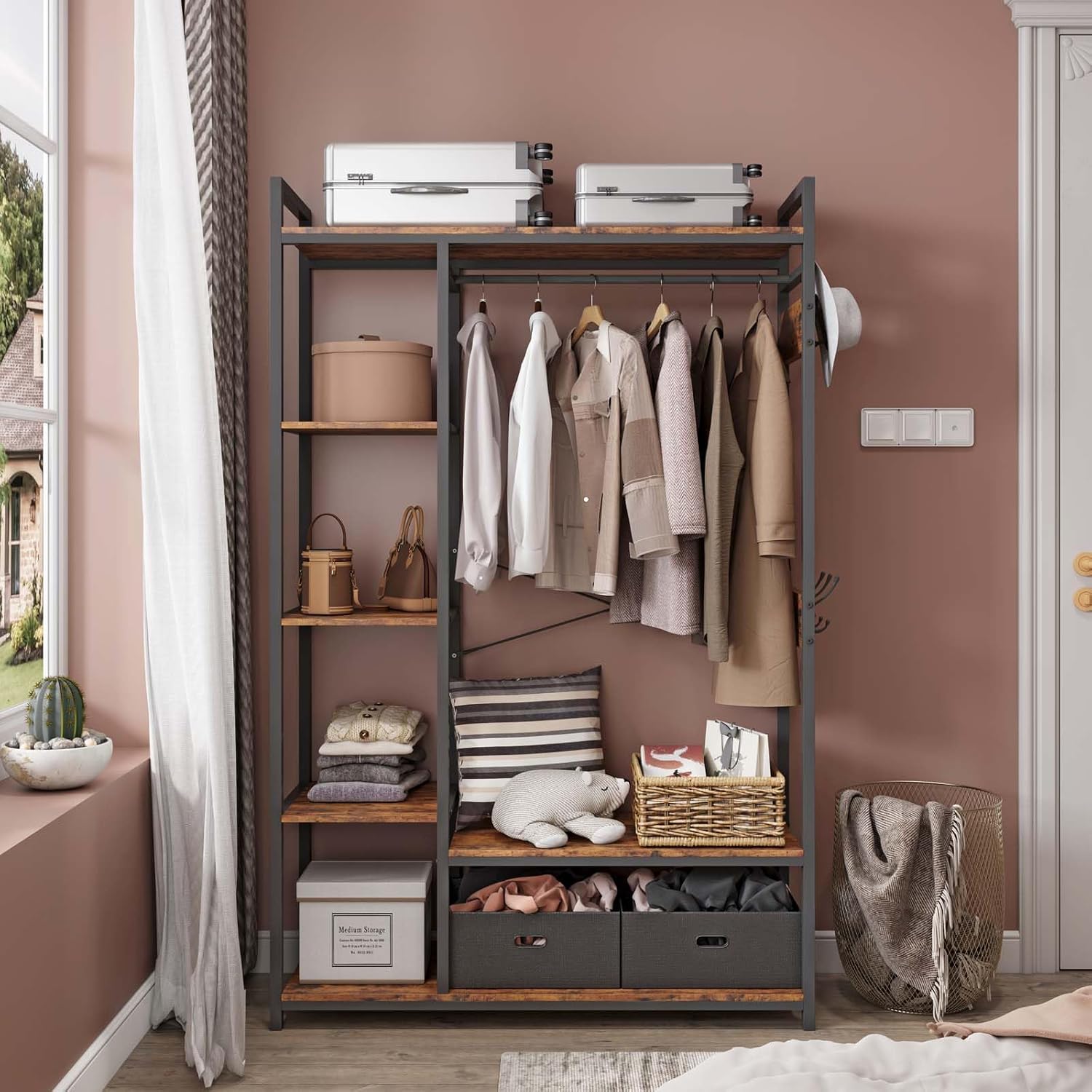 Amazon.com: KNAMOTL Freestanding Closet Organizer with 2 Drawers ...