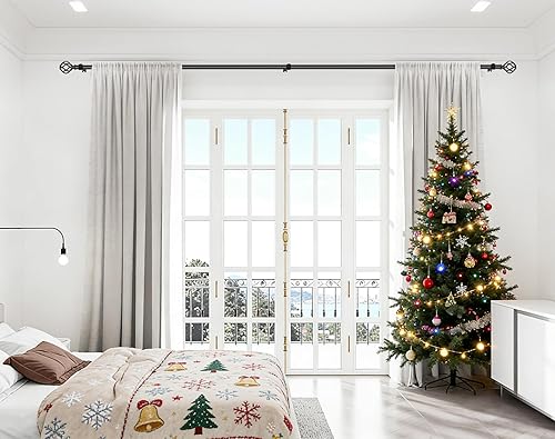 Miniatura 2 de KAMANINA Barras de cortina negras para ventanas de 72 a 144 pulgadas (6-12 pies), barra de cortina resistente de 1 pulgada de 32 a 144, barras de