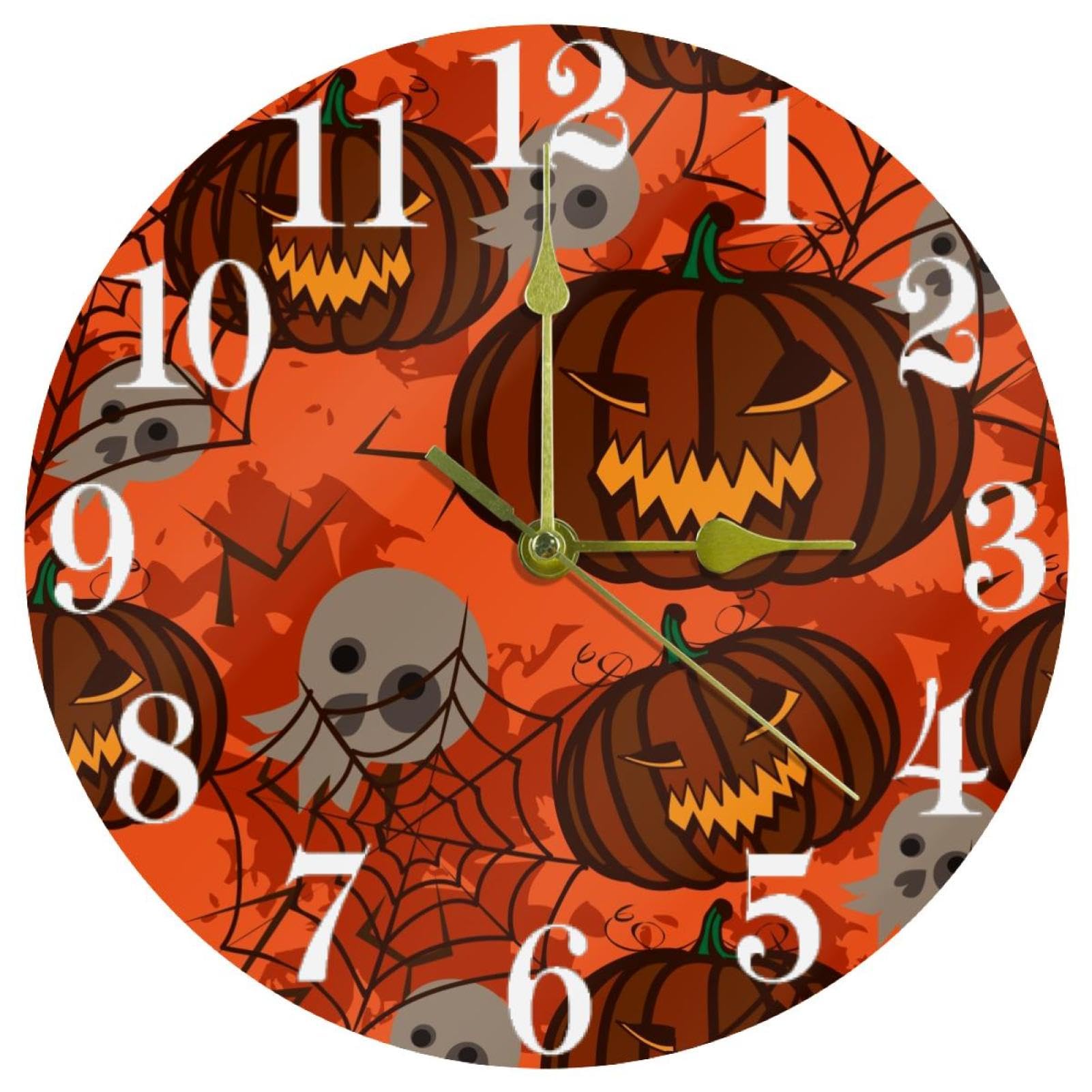 Horloge murale citrouille et tête de mort silencieuse pour décorer votre cuisine ou bureau