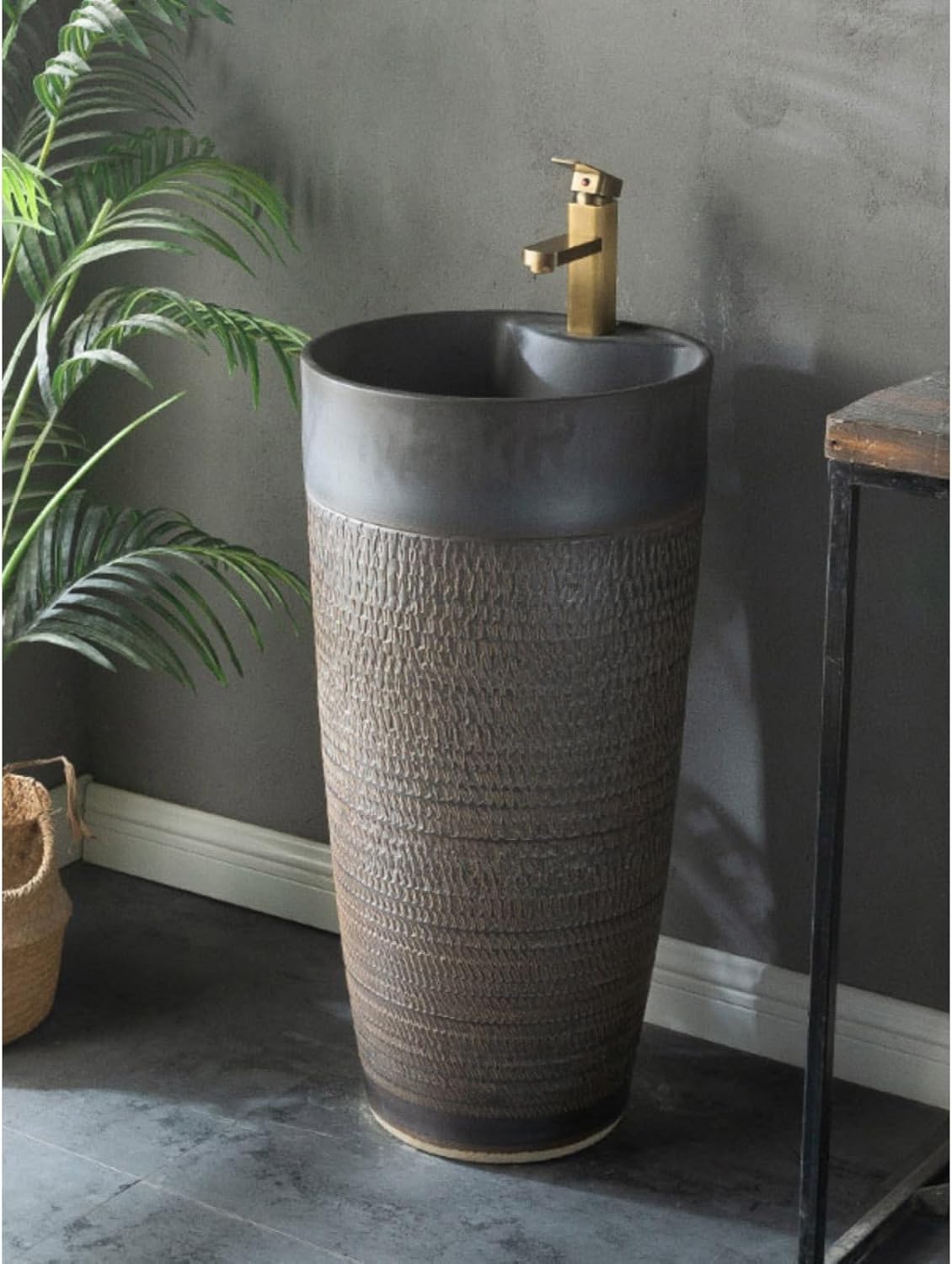 Bathroom Countertop Vessel Sink Wash Basin Outdoor Garden Pedestal, Floor Standing Sink Pedestal Sink Vanity