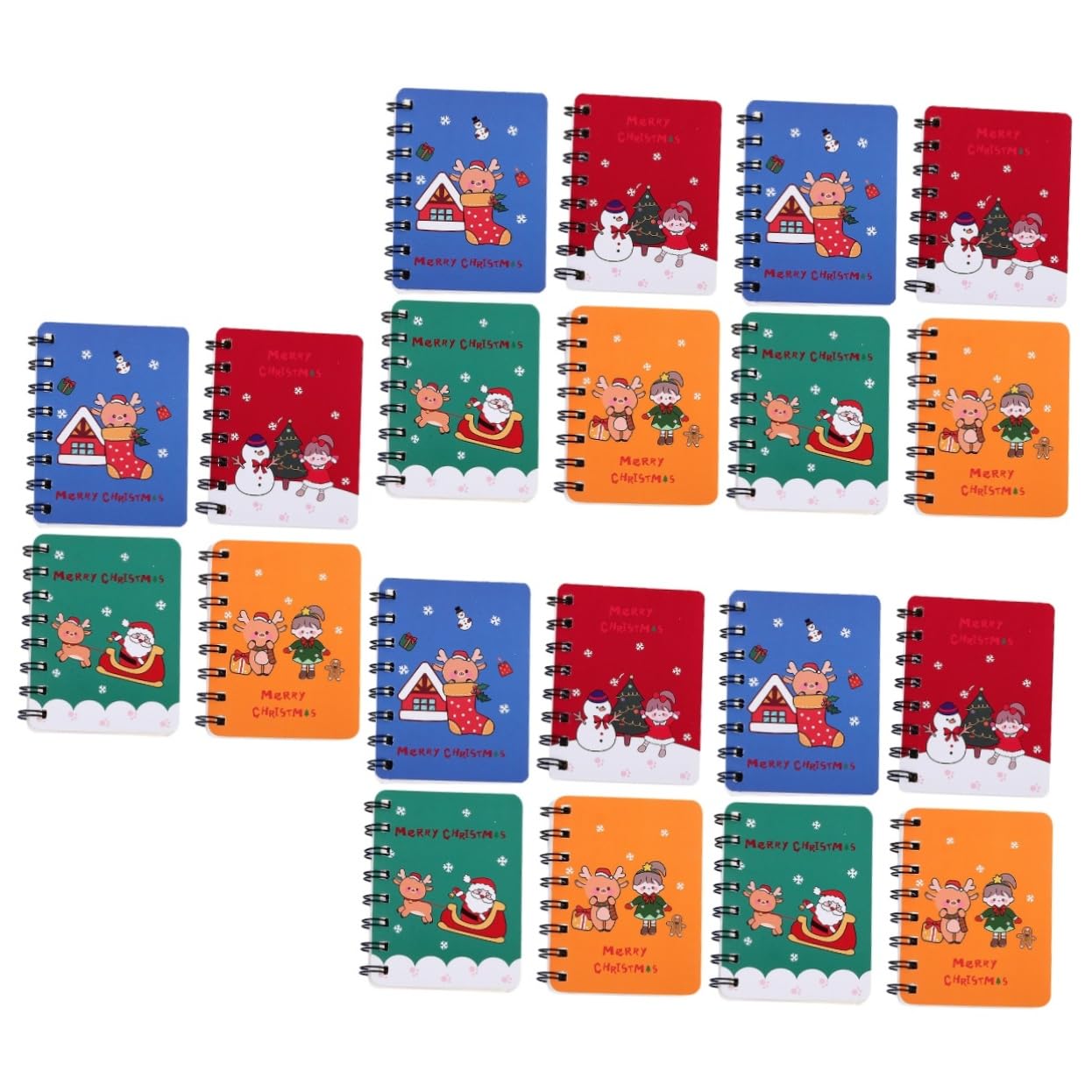 NUOBESTY 5 Ensembles Notes D'étude De Noël Carnet De Noël Cahier À Spirale Mignon Mini Cahiers En Vrac Onglets Mensuels Stickers Cahier Journal De Noël Mini-bloc-notes Papier 4 Pièces * 5