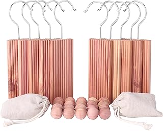 Cedar Blocks for Clothes Storage, Hang Ups 10pcs Cedar Balls 20pcs and Chip Bags 2pcs for Closet Storage Totally 32PCs