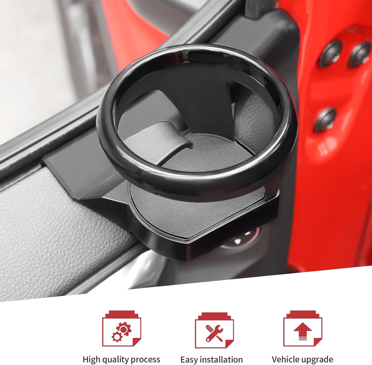 JeCar Front Door Cup Holder Fit for 2018-2025 Jeep Wrangler JL JLU & Gladiator JT (Driver & Passenger Side), 1Pair