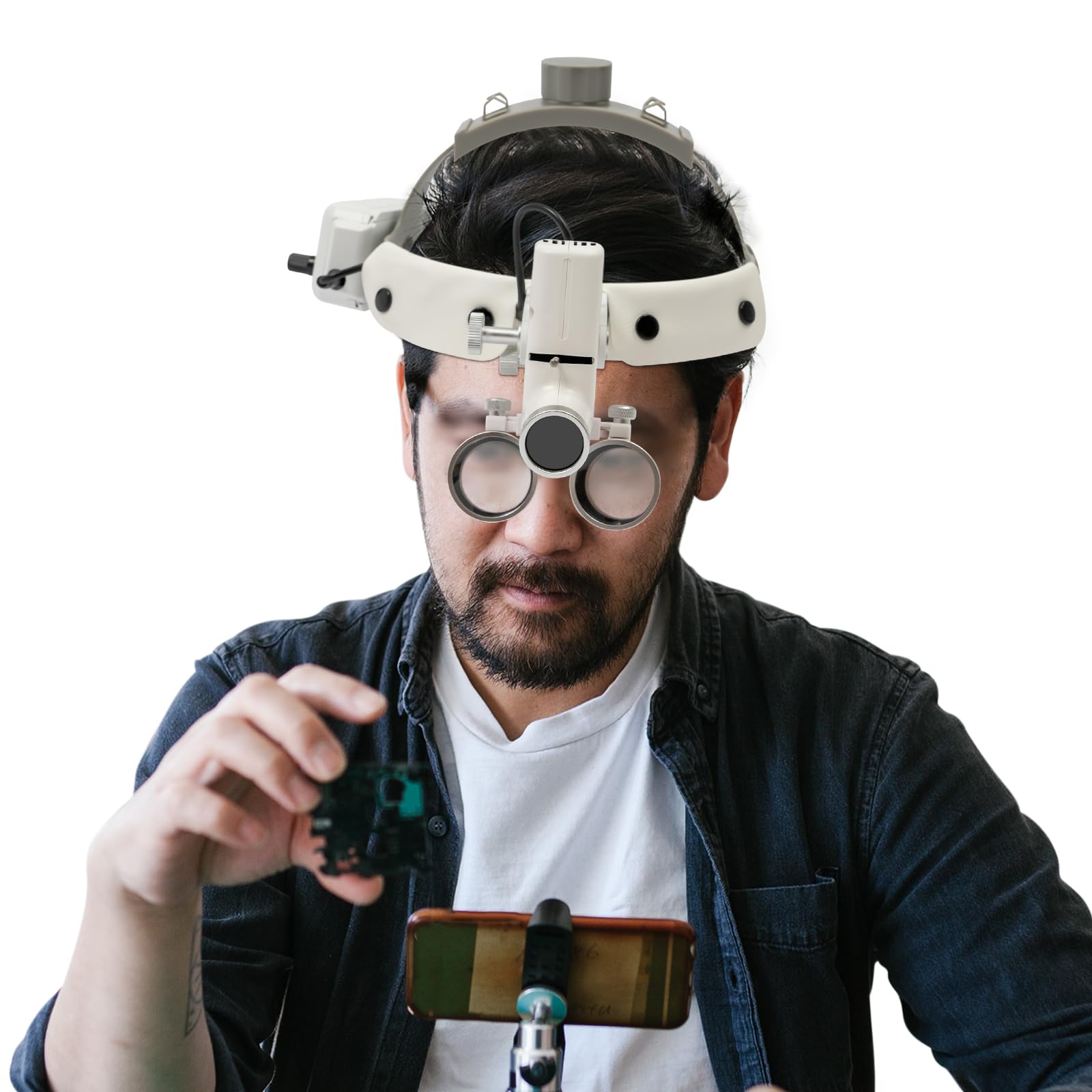 Lupa dentista binocular 3.5x 420mm con luz quirúrgica médica