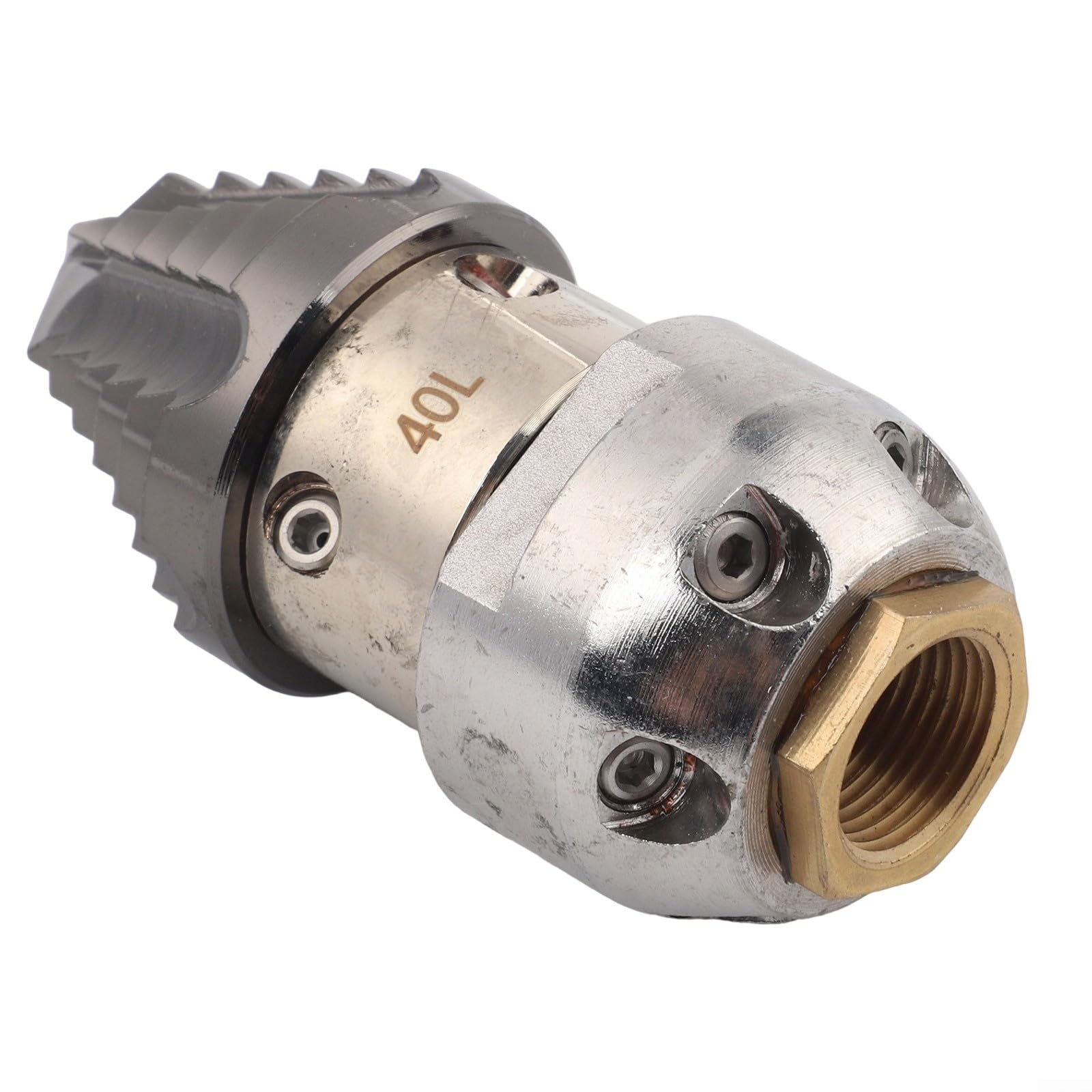 Boquilla giratoria de 360° de acero inoxidable para limpiadora a alta presión, rosca interior G1/2, 40 l/min, 150 kg, plata, 89 x 38 mm, para enjuagar tuberías de aguas residuales y canales, 1 pieza(B