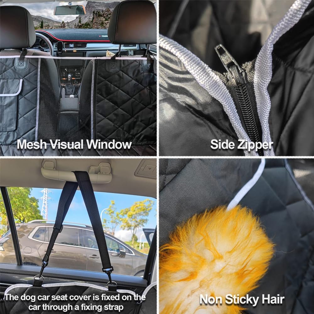 Funda Protector Coche Perros para Jeep WrangIer UnIimited 4(IV) JI 2018-2025 | Funda Protectora para Asientos de Mascotas | con Rejilla Flexible Pasar Aire Impermeable