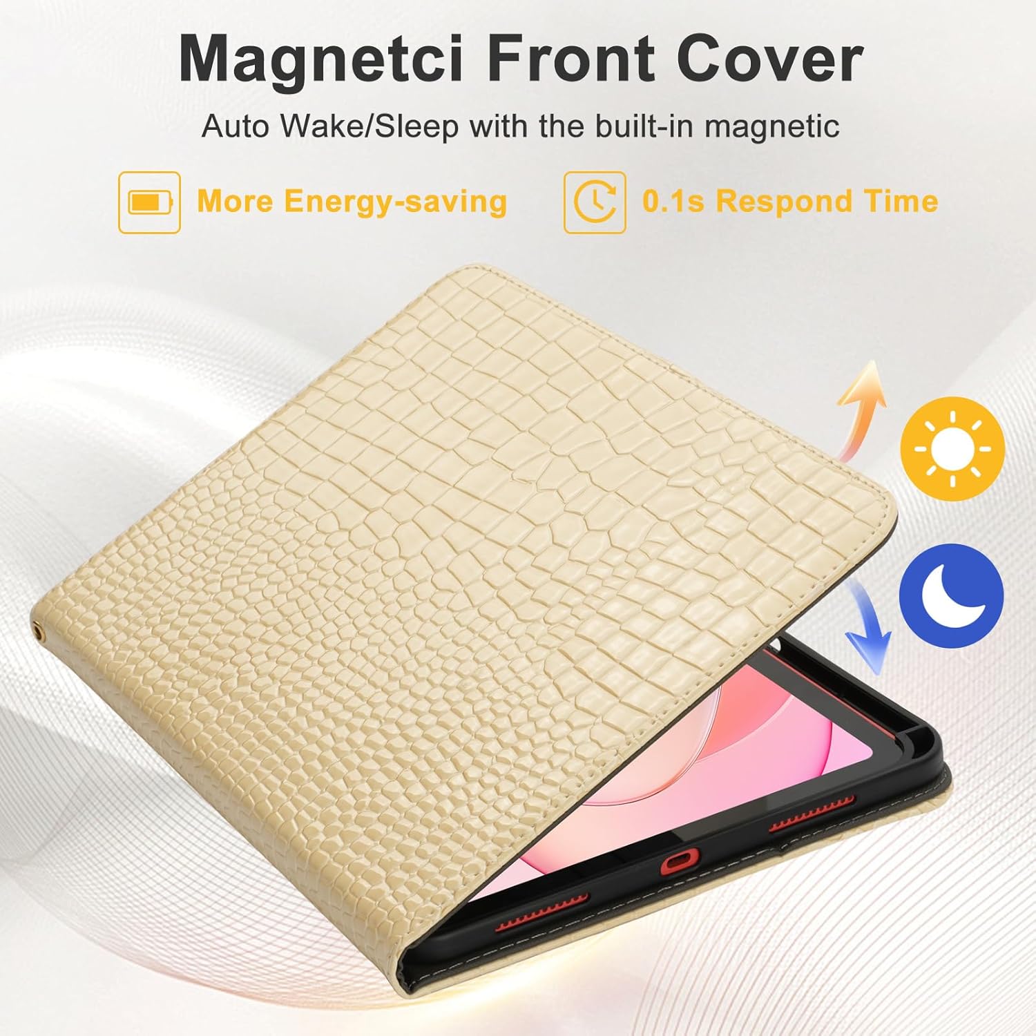 Case for iPad (A16) 11th Gen 11 Inch 2025/iPad 10th Generation 10.9" 2022– Cover with Pencil Holder, Wrist Strap & Auto Sleep/Wake | Stylish Tablet Case for Women (A-Beige)