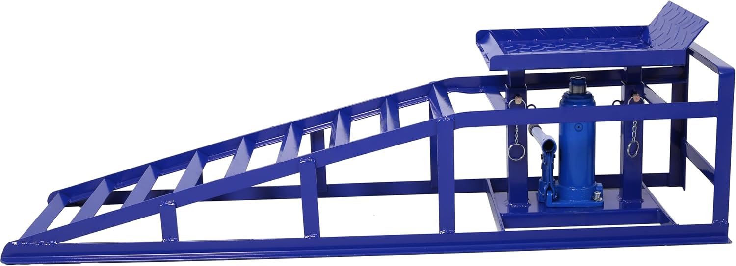 5-Ton Auto Car Truck Service Ramps Lift - 2 Pack Heavy-Duty Hydraulic Garage Car Lifts for Maintenance and Repairs, 10,000 lbs Capacity (Blue, 2 Pack)