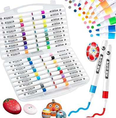 SUPER TOY 36 Acrylic Paint Pens Marker, Colors Art Marker Pen Set Medium Tip Ideal for Cardboard, Wood, Metal, Plastic, 