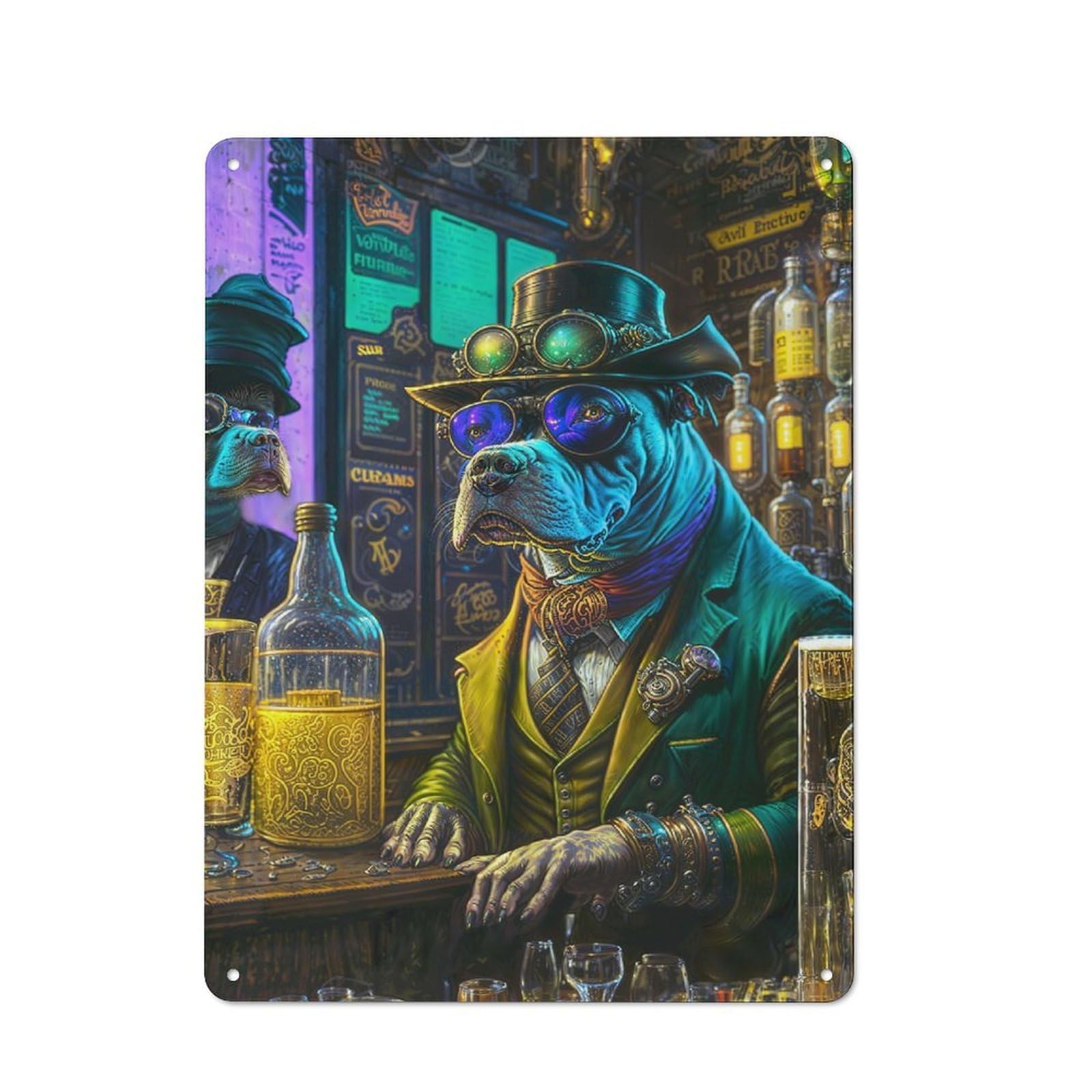 Junmoney Pit Bull Punk Alehouse Tin Sign 40X30cm For Living Room Wall, Rustic Wall Decor, For Living Room Decor Lovers