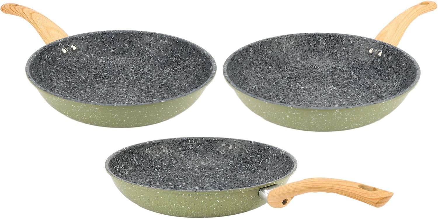 ZJchao Maifanite Stone Coating Non Stick Frying Pan Set for Quick Cleanup Multifunctional Pancake Pan Tortilla for Home Cooking 3 Pans 9.84",10.63",11.42"
