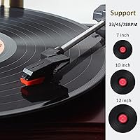 Vista 6 de Tocadiscos vintage de madera para gramófono, tocadiscos de fonógrafo retro, tocadiscos de 3 velocidades para disco de vinilo con audio Bluetooth