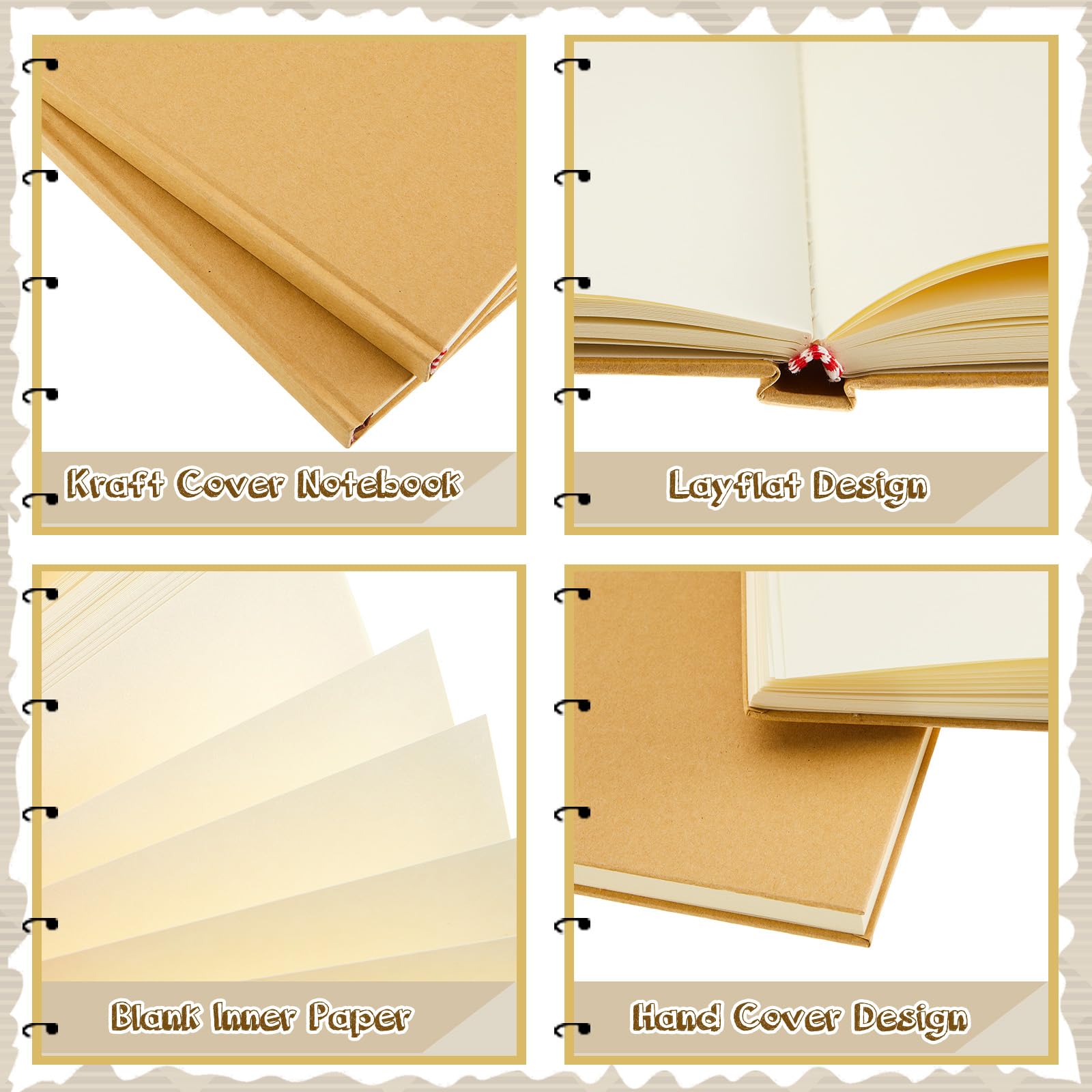 Henoyso 40 quaderni vuoti in carta kraft, 100 fogli/200 pagine, senza righe, con copertina rigida, per scrivere e disegnare, per regali, studenti, scuola, ufficio (20 x 14 cm, Kraft)