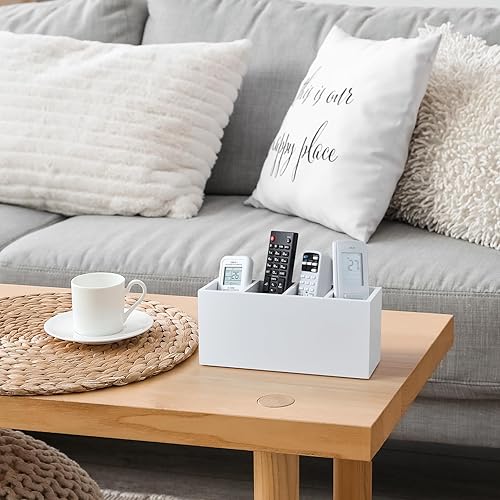 Miniatura 4 de Bivvclaz Soporte para lápices para escritorio, organizadores de escritorio de oficina de madera y accesorios con 4 ranuras para encimera,