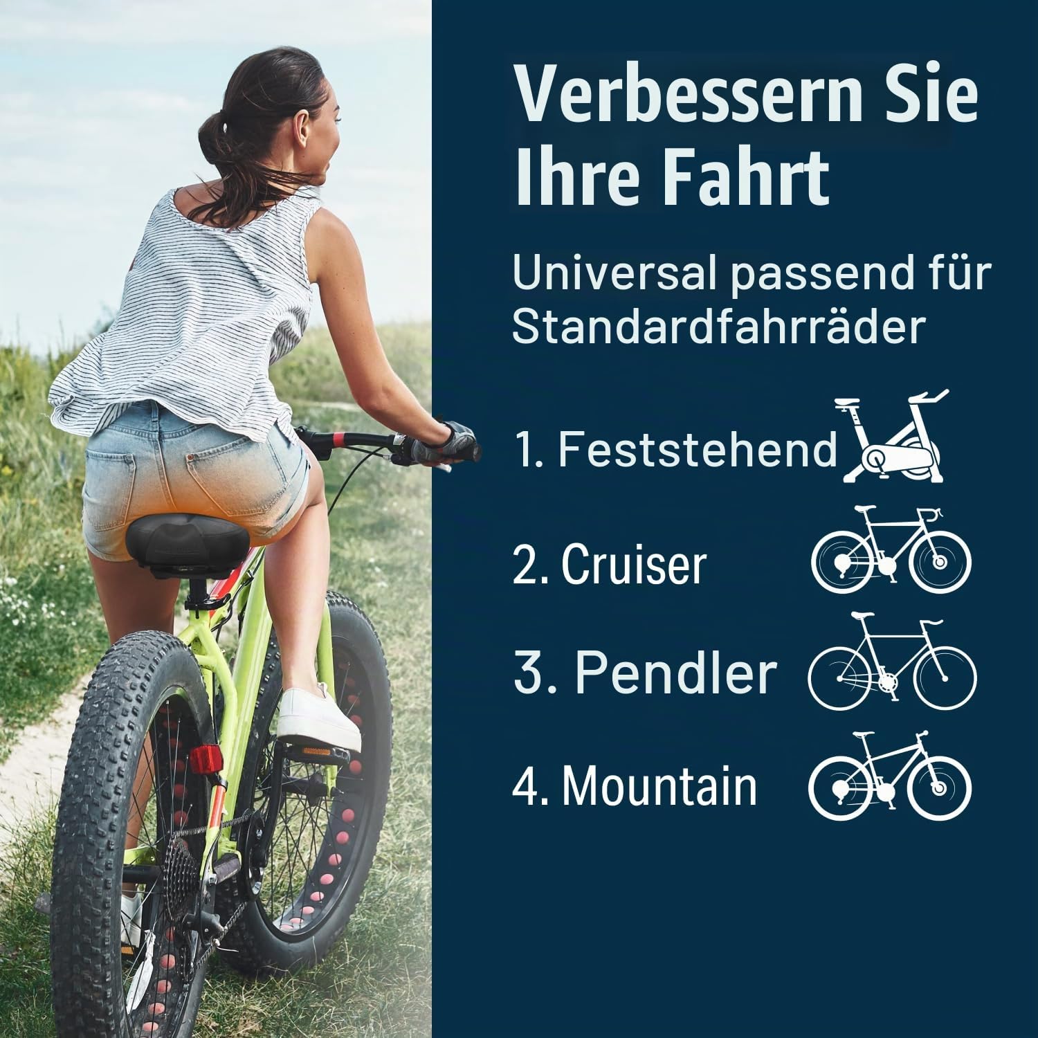 Der bequemste Fahrradsattel Cruiser Fahrradsitz Bikeroo Extra Breit [Elegant und Weich] Ausgezeichneter Ersatz Fahrradsattel für Damen und Herren mit Polsterung