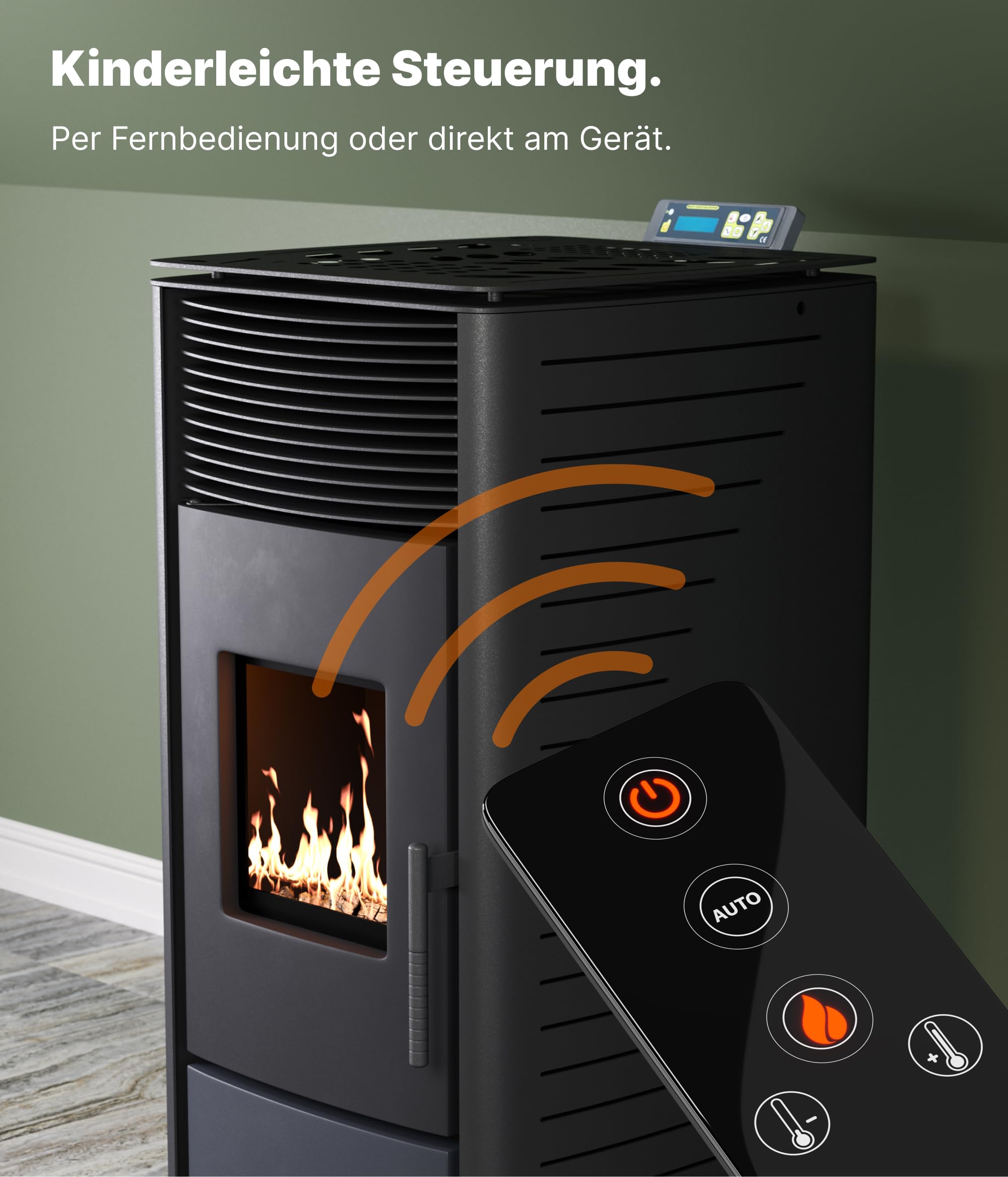 NEMAXX® Controlador de pantalla V02.02 para estufa de pellets P9 – unidad de control original y módulo de repuesto para manejo y control eficiente (hasta 11 kW)