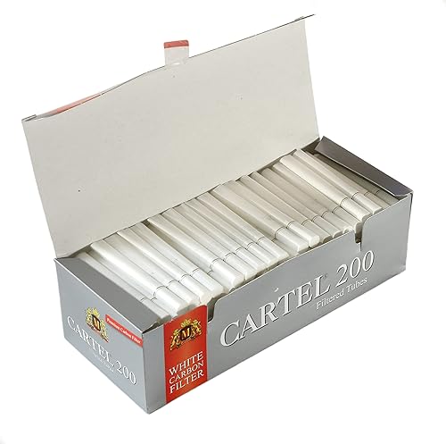 Cartel Tubos de cigarrillo blanco filtrado de carbono - 1 caja con 200 tubos