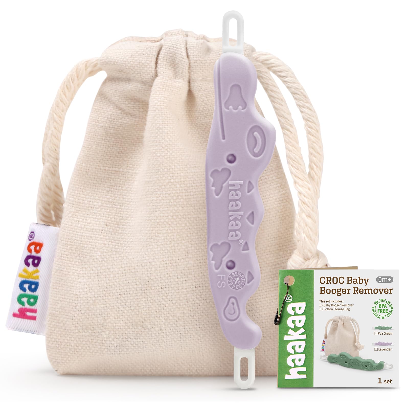 haakaa Baby Nose Cleaner & Ear Wax Removal Tool,The Unique Crocodile-Shaped Design,Baby Essentials - Lavender