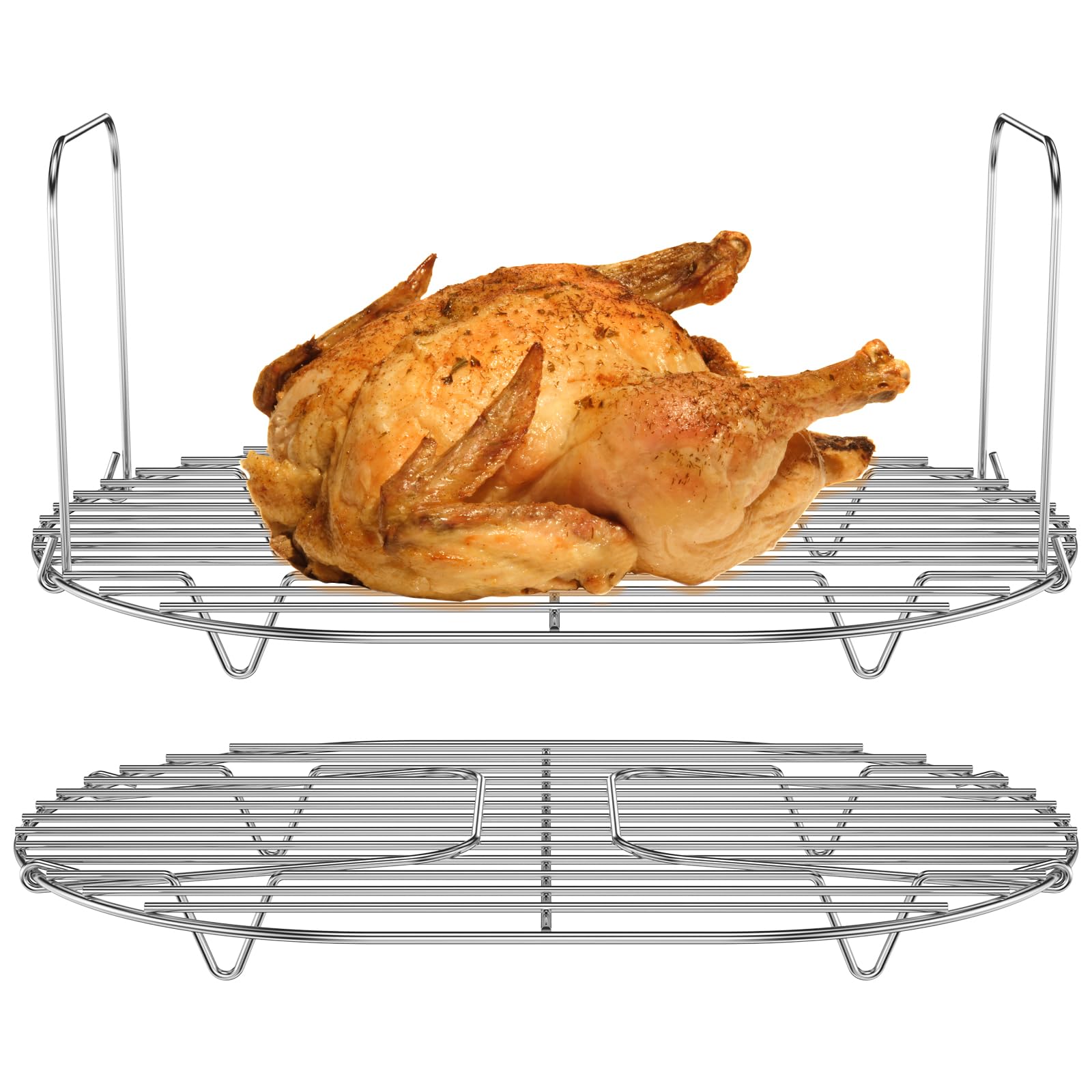 Abizarch 2Pcs Steam and Roast Rack for 8.5Qt Slow Cooker,Slow Cooker Rack with Handle, 304 Stainless Steel Roasting Steaming Rack Slow Cooker Pot Rack for MC1000, MC1001, MC1010 Series