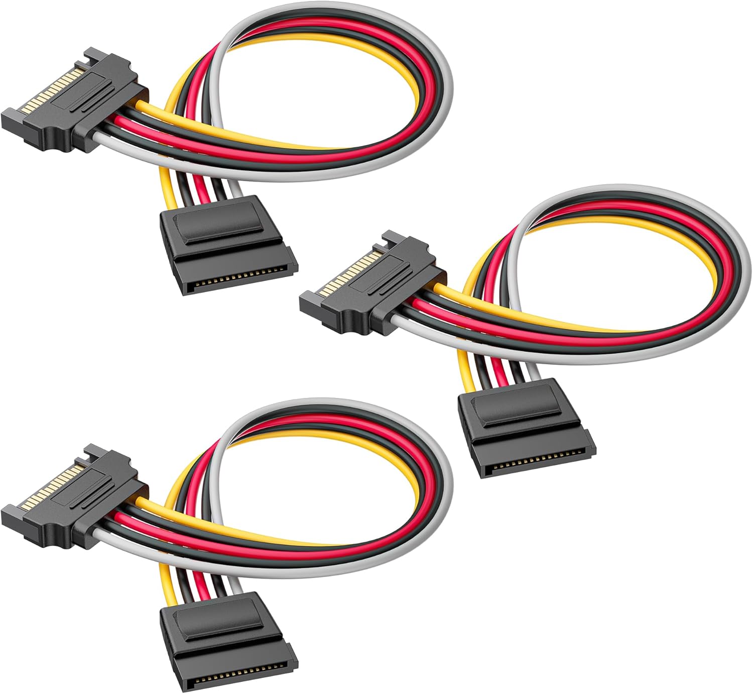 Cable Matters 3-Pack 15 Pin SATA Power Extension Cable - 8 Inches, SATA Power Cable for Hard Drive and SSD