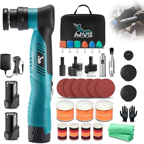 Mini pulidora inalámbrica de cambio rápido de 13 pulgadas, 0.472 in y 0.118 in, pulidora pequeña DARO para detalles de automóviles 6 velocidades, 2