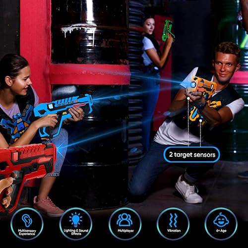 Miniatura 10 de KIZJORYA Juego de 4 pistolas láser para niños de 8 a 12 años con 4 chalecos infrarrojos y 4 pistolas láser, juguetes deportivos para múltiples