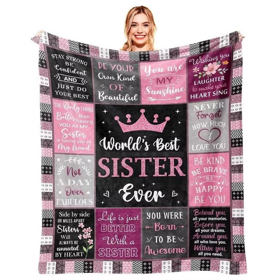 Zqymm Sister Gifts Flannel Blanket Gifts For Sister, Get Well Soon Gifts For Sister, Inspirational Gifts For Sister, Sending Hugs Gifts For Sister, Friendship Gifts For Her, Encouragement Gifts For Sister