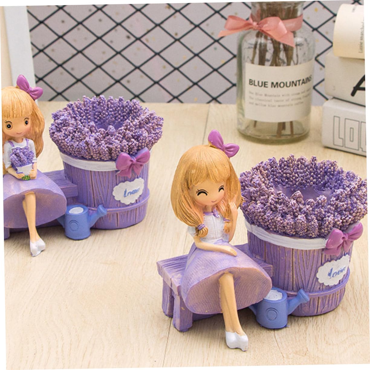 MAGICLULU 2pezzi Portapenne Decorativo Forma Di Ragazza Lavanda Contenitore Per Penne e Cancelleria in Resina Portapenne Da Scrivania Per Piccoli Oggetti