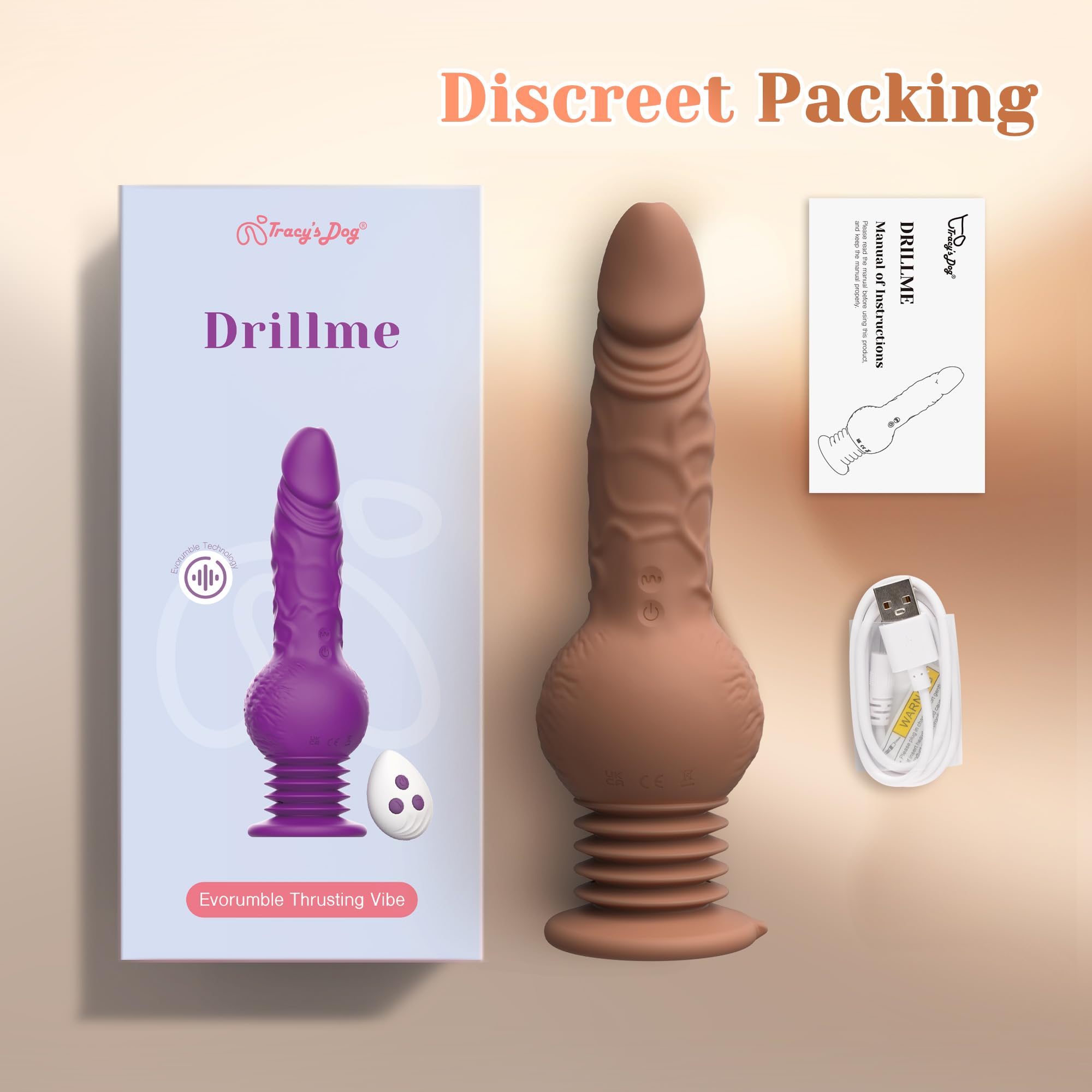 Tracy's Dog Thrusting Dildo Vibrator - Pulse Pounding Dildo G-Spot Anal Stimulation with 10 Vibrating & 3 Bouncing Modes, 9.29 Inch Realistic Dildos Adult Toys Sex Toys for Women Men Couples(Drillme): Flesh