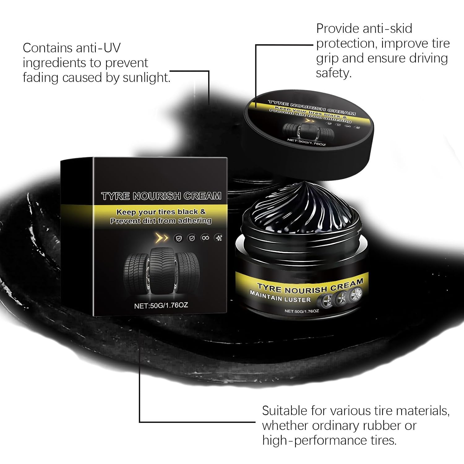 Multifunction Auto Care Cream Car Protections Tire Polish for Faux Leather Ideal for Seats Dashboards & Tires Multipurpose Car