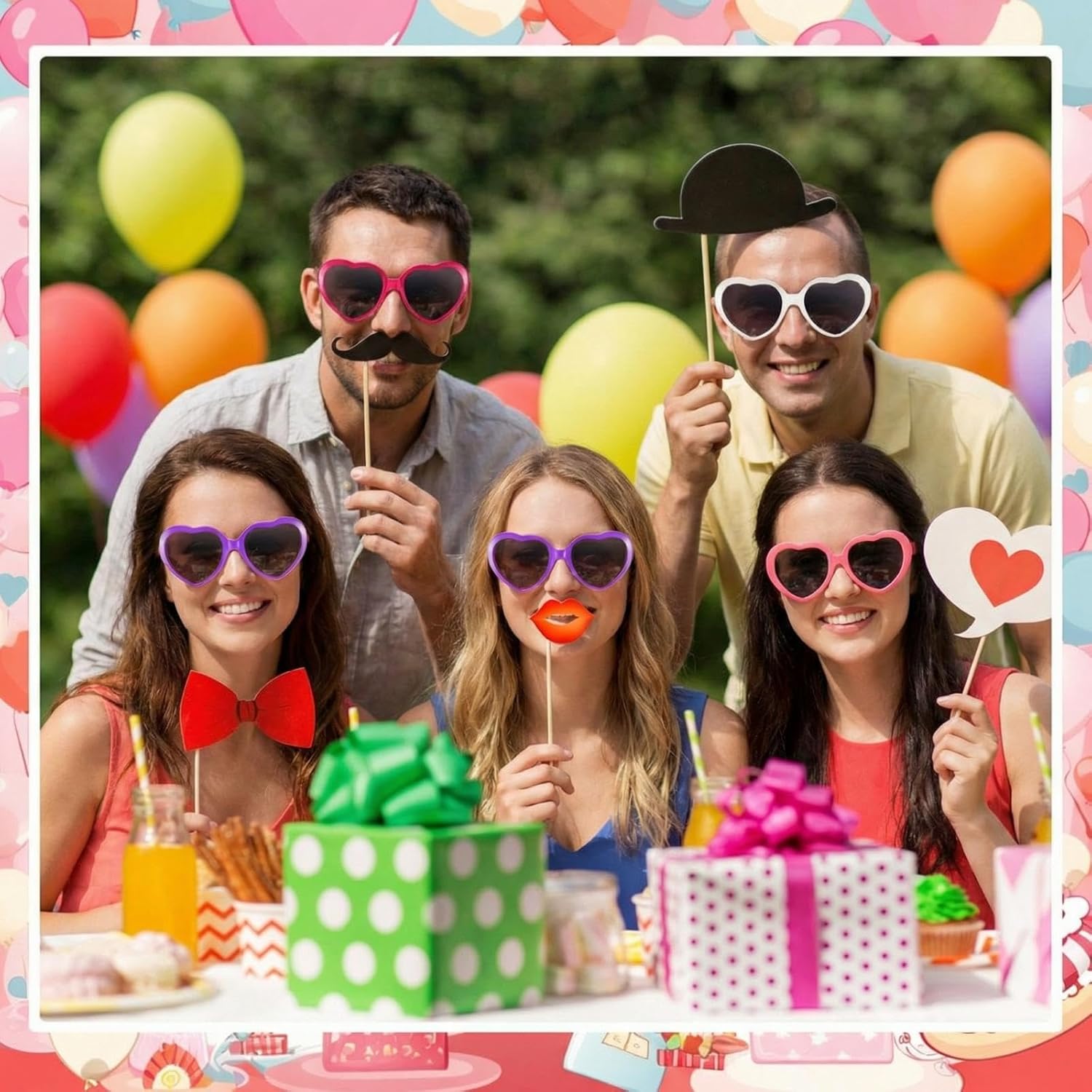 Kathfly 30 Sets Valentine Party Favors Valentines Day Cards with Heart Sunglasses Bulk for Unisex Gifts(Multicolor Heart Glasses) - Image 6