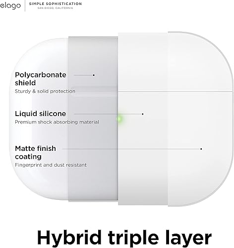 Miniatura 3 de elago Funda híbrida líquida compatible con AirPods Pro de 2 generación con cordón, compatible con AirPods Pro 2, protección de triple capa,
