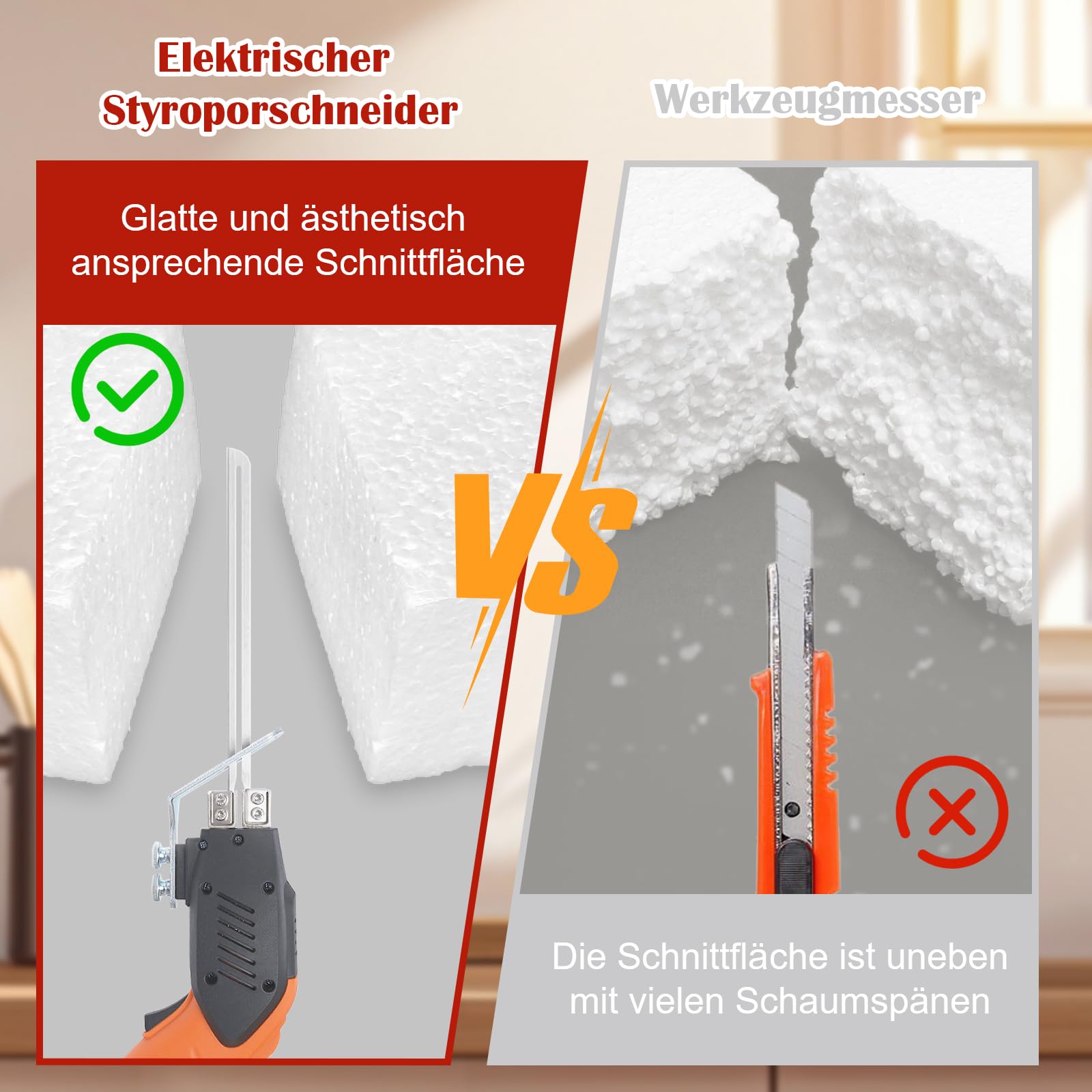 200W Styroporschneider Set mit Luftgekühlter, Elektrischer Styropor Schneidwerkzeug mit 8 Klingen für Styropor, EPS, EPP, EVA, KT Board