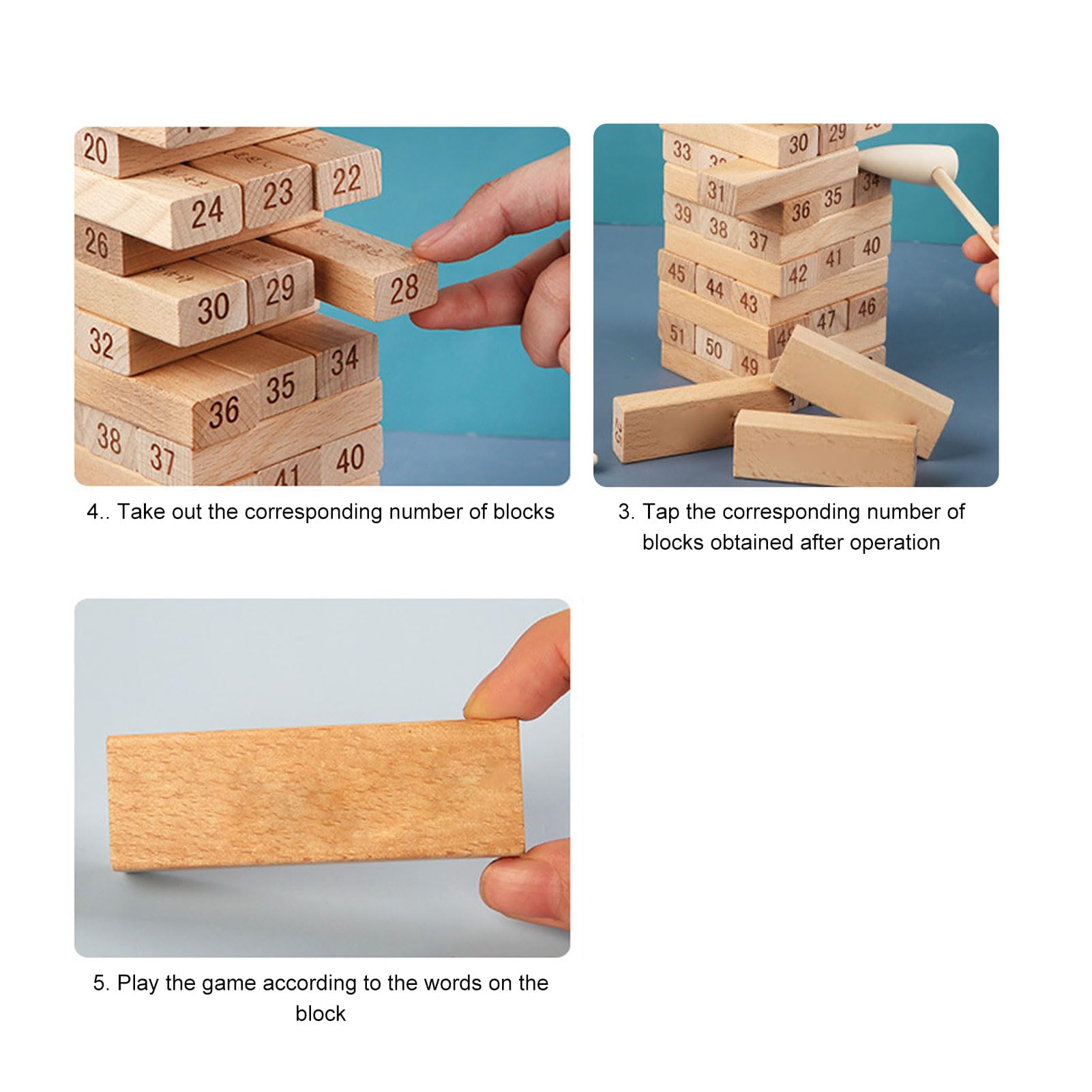 EMUKOEP Gioco con Blocchi di Legno Gioco da Tavolo con Blocchi Cadenti per Divertenti Riunioni di Famiglia per Bambini di età Superiore a 3 Anni Materiale in Faggio