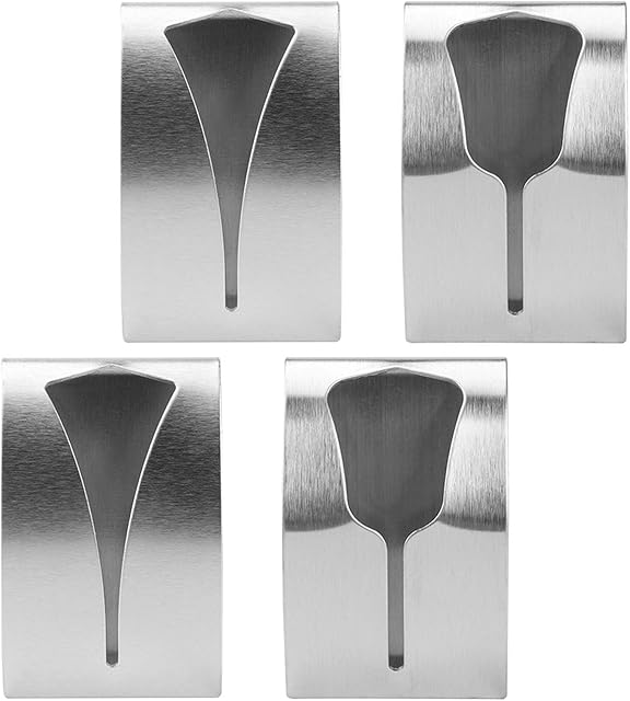 4Pcs Self Adhesive Towel Holders, Stainless Steel Hand Towel Hook Tea Towel Hook Rack for Bathroom Kitchen, Wall Mount Hook Bath Towel Hook Metal Towel Hanger No Drilling Required