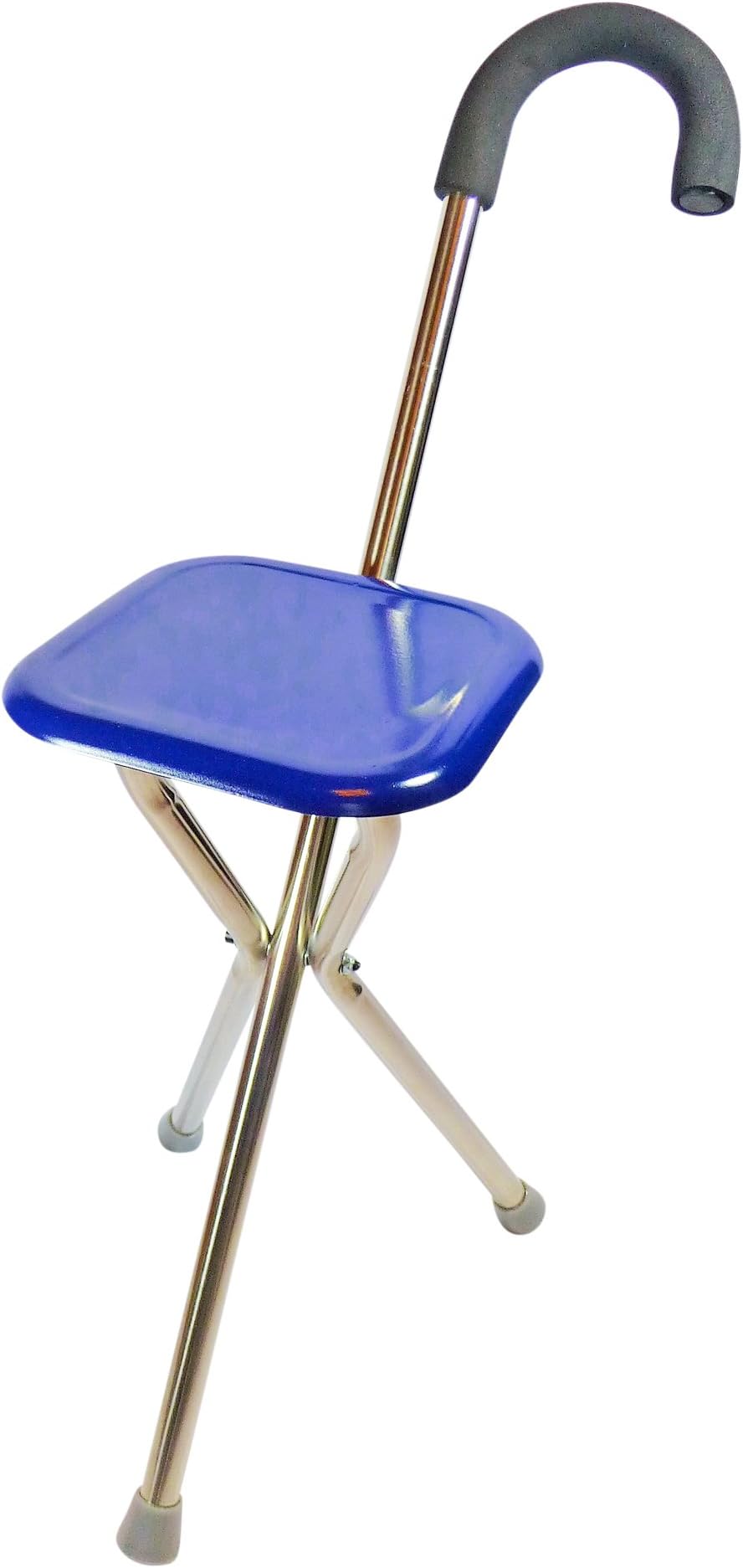 Walking Cane with Seat - Doubles as a Folding Walking Stick and a Tripod Spectator Seat - for Men and Women - Navy Blue Seat Color