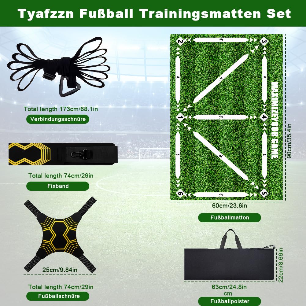 Tappetino da Calcio 60 x 90 cm, Tappetino per Esercizi di Passo, Allenamento di Controllo della Palla, Tappetino Antiscivolo, Regalo per Bambini e Amanti del Calcio